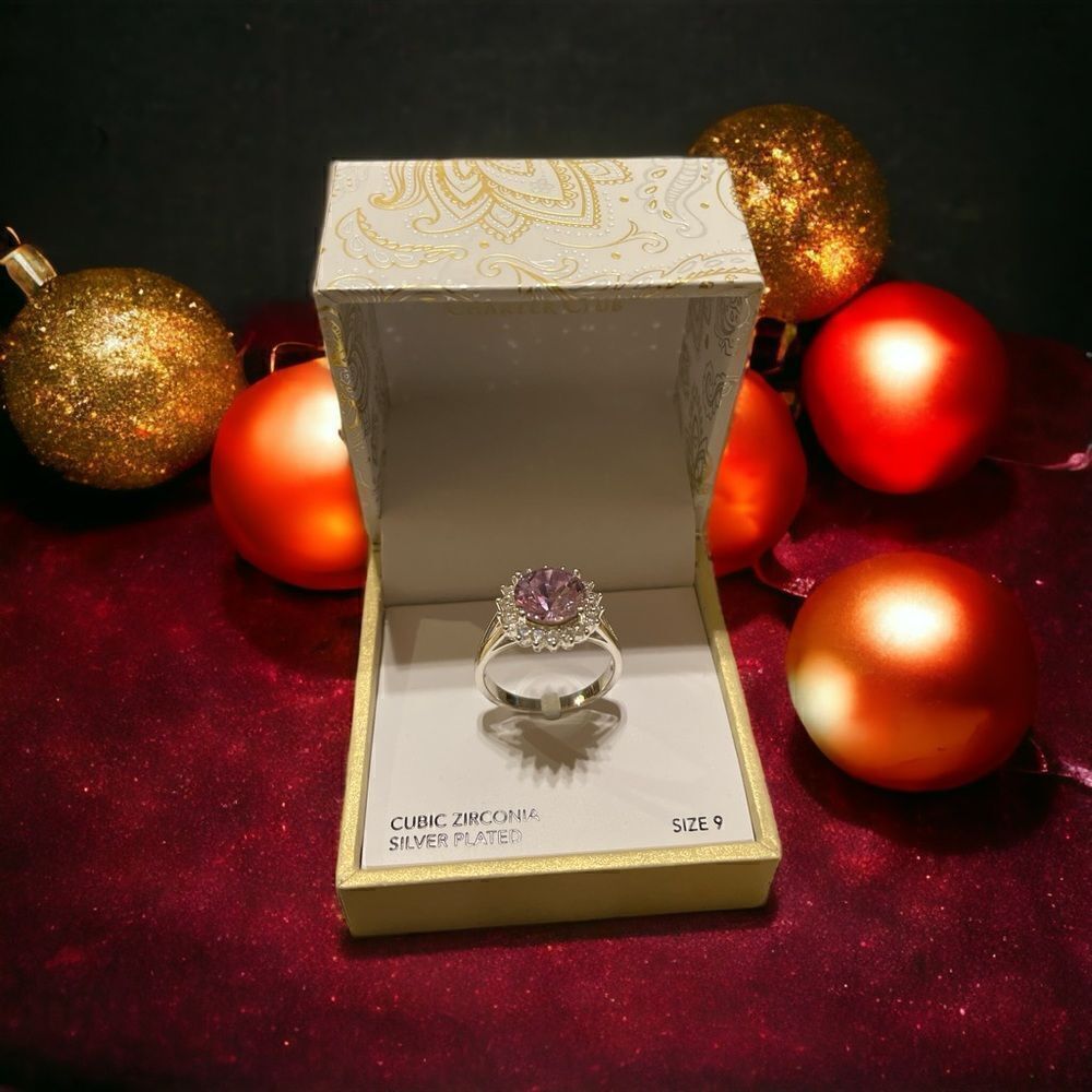 NWT Charter Club New silver plated cubic zirconia size 9 ring